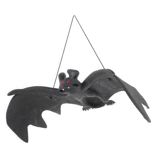 LUOEM 3 PCS Halloween Simulation Hanging Bats Realistic Looking Spooky Rubber Hanging Bats Props for Halloween Decoration (24 x 9cm)