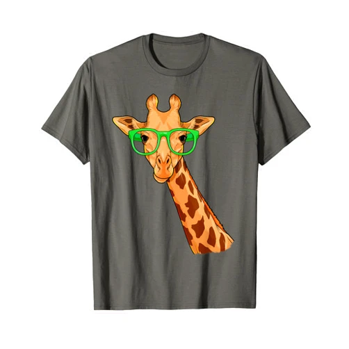 GoshWow Hipster Giraffe Glasses Funny Zoo Animal African Safari T-Shirt