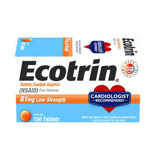 Ecotrin Safety Coated Aspirin Pain Reliever Tablets, Low Strength, NSAID 81mg, 150 ct (Pack of 1)