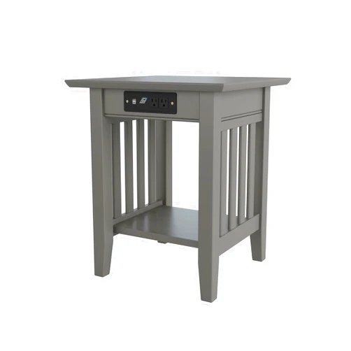 AFI Mission End Table with Charging Station in Grey