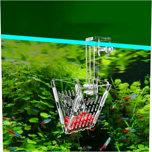 XEOGUIYA Cone Red Worm Feeder, Acrylic Hang on Fish Tank Feeder Cup Fish Food Dispenser for Aquarium or Fish Tank