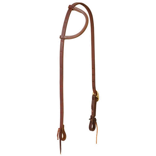 Weaver Leather Working Tack Sliding Ear Brass Single Buckle Headstall, Oiled Canyon Rose, 5/8