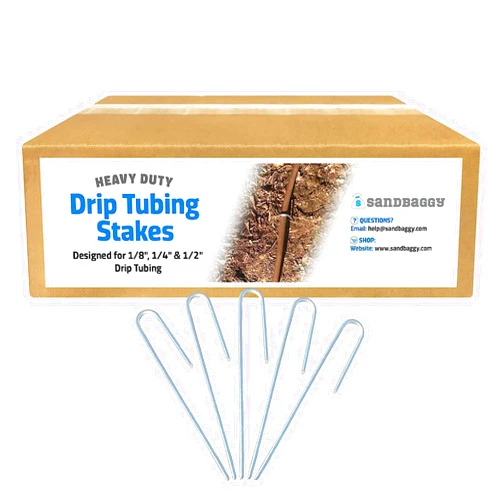 Sandbaggy DRIP TUBING Stakes Landscape Staples | 5 inch Length | Drip Anchors | Landscape Pins | Lawn Nails | Garden Stakes | Designed to Hold Drip Tubing Up to 1/4