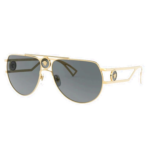 Versace VE 2225 100287 Gold Metal Aviator Sunglasses Grey Lens