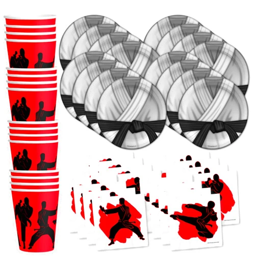 Birthday Galore Karate Birthday Party Supplies Set Plates Napkins Cups Tableware Kit for 16