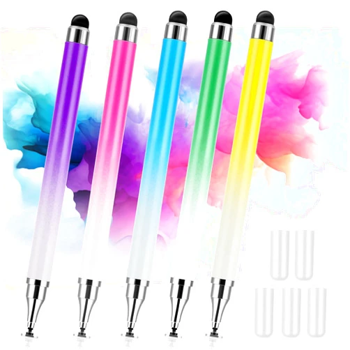 AHQiZFX Stylus Pens for Touch Screens, 2 in 1 High Precision & Sensitivity Universal Stylus Pen Compatible with Android, Microsoft Tablets, Phones, Surface, 5 Pack-Gradient Style