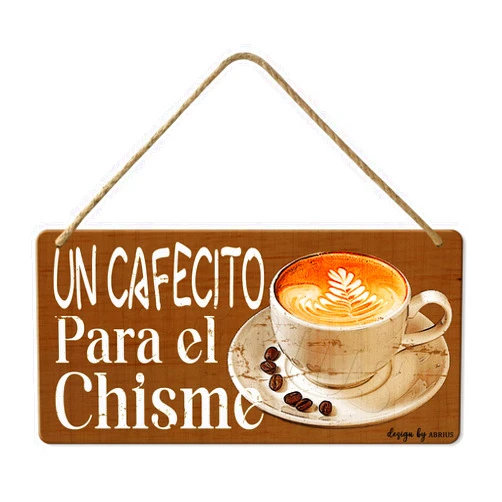 ABRIUS Funny Kitchen Signs Gift Farmhouse un Cafecito Para el Chisme Wooden Hanging Sign Rustic Wall Art Home Kitchen Decoration 10x5 Inches