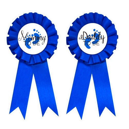 GDTO8820 CoolerthingsDG, Daddy to be & Mom to be Tinplate Badge Pin - Baby Shower Button New Dad Gifts Gender Reveals Party Baby Boy Blue Rosette Button Baby Celebration (Royal blue)