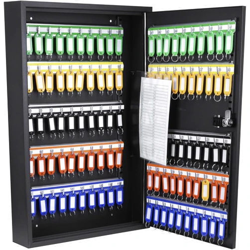 Barska Adjustable Key Cabinet Wall Mount Lock Box with Colorful Key Tag Labels for Key Storage & Organization - 100 Position - Combination Lock - Black