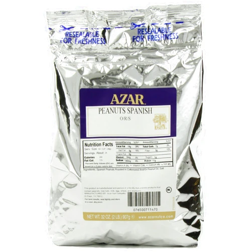 Azar Nut Company Spanish Peanuts, Oil Roasted, Salted, 32-Ounce Resealable Bags (Pack of 3)