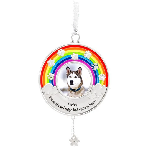 GreaterGood Rainbow Bridge Paw Print Photo Ornament