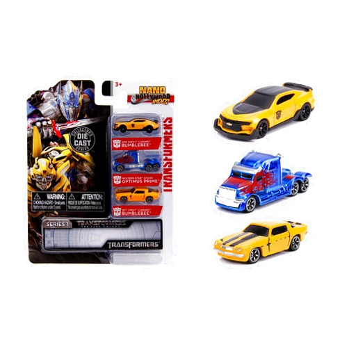 Jada Toys Transformers Nano Hollywood Rides 2016 Chevy Camaro Bumblebee, Western Star 5700XE Optimus Prime and 1977 Chevy Camaro Bumblebee, 1.75