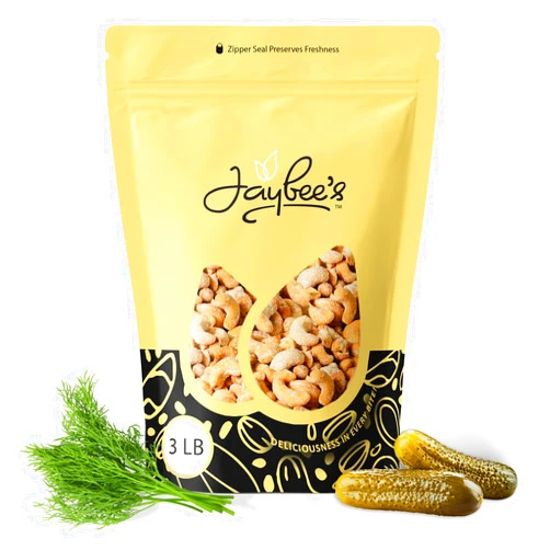 Jaybee's Dill Pickle Cashews 3 Pounds | Gourmet Roasted Cashews – Tangy, Savory, and Crunchy Snack – High-Protein, Vegan Friendly – Perfect for Snacking, Gifting, and Meal Prep | Jaybee's Nuts