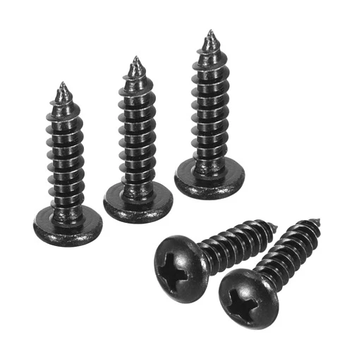 uxcell 4mm x 16mm Phillips Pan Head Self-Tapping Screw, 100pcs - 304 Stainless Steel Round Head Wood Screw Full Thread (Black)