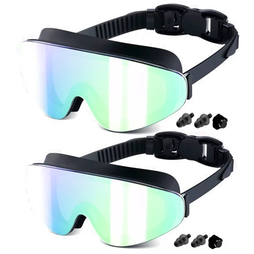 MAMBAOUT Kids Swim Goggles for Age 6-12, 2-Pack Frameless Kids Goggles for Swimming, Anti-Fog, Waterproof, Boys & Girls