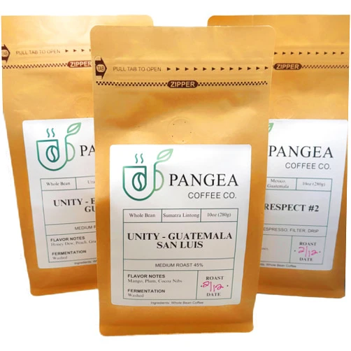 Pangea Coffee Co. Pangea Low Acid Medium Roast Coffee 3-Pack – Organic Single Origin Whole Bean Arabica Sampler Sampler, Gut-Friendly, Specialty Grade, Allergen-Free