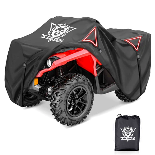 XYZCTEM Premium ATV Cover,Outdoor Protection Against Water, UV, Wind. Quad Cover for Can-am,Suzuki,Kawasaki, Honda, Yamaha, Polaris,and More.4 Wheeler Accessories with Thickened Straps(Black,82