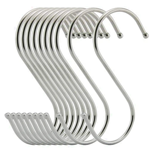 LOYMR 10 Pack 4.9 Inches Extra Large S Shape Hooks Heavy-Duty Metal Hanging Hooks Apply Kitchenware Bathroom Utensils Plants Towels Gardening Multiple uses Tools (Silver)