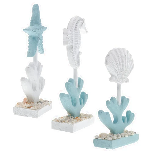 ORFOFE 3Pcs Mediterranean Style Seahorse and Resin Decor for Coastal Home and Beach House Table Decor