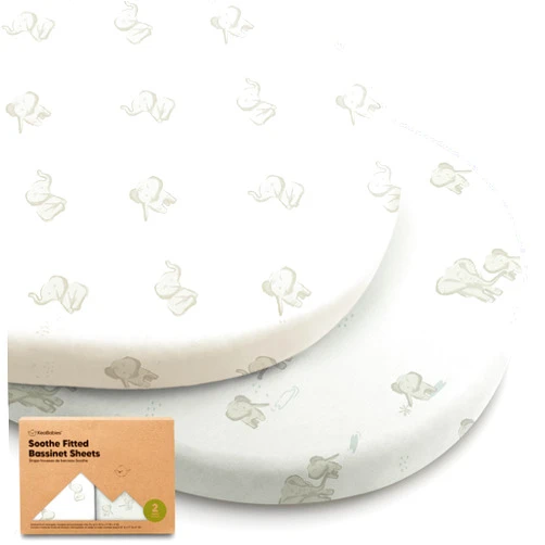 KeaBabies 2-Pack Organic Bassinet Sheets for Girls, Boys - 100% Cotton Bassinet Mattress Sheets Compatible with Halo Bassinest Swivel Sleeper, Graco, Baby Delight, Chicco, Unisex Fitted Bassinet Sheets (Elly)