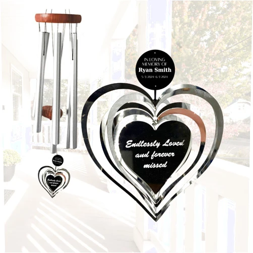 Weathered Raindrop Memorial Wind Chime Dragonfly Sympathy Gifts USA Seller Silver Chime Rush Shipping for Funeral Loss in Memory of Loved One Listen to the Wind Memorial Garden Remembering a loved one