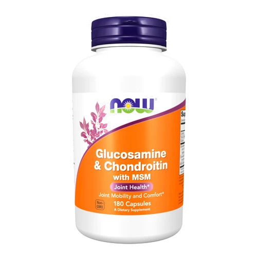 NOW Foods Supplements, Glucosamine & Chondroitin with MSM, Joint Health, Mobility and Comfort*, 180 Veg Capsules