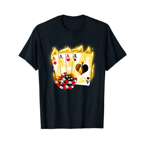 BoredKoalas Cards Poker Burning Four Aces Poker Cool Quad Aces Poker Player Gift T-Shirt