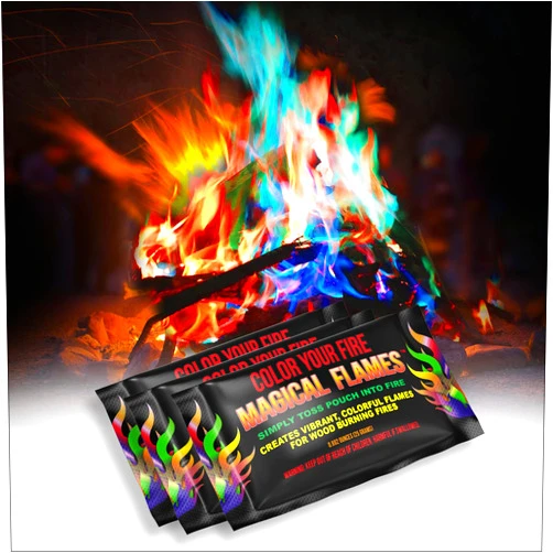 Magical Flames Fire Color Changing Packets for Campfires, Fire Pit, Outdoor Fireplaces - Camping Essentials for Kids & Adults - 25 Pack