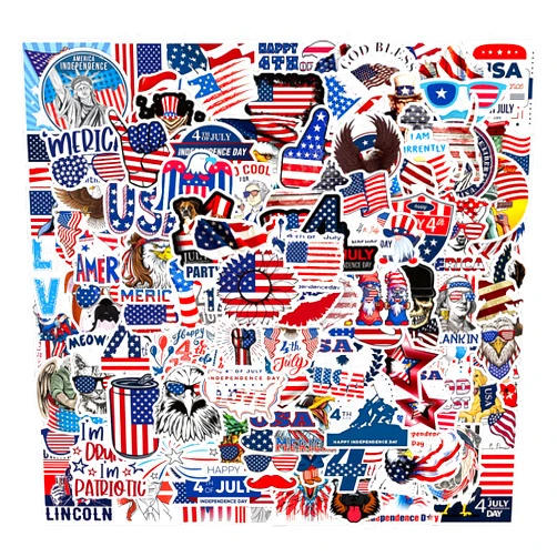 ANGUJC 100pcs American Stickers Independence Day Aesthetic Vinyl Stickers Stickers for Laptop Water Bottle Hydro Flask Bicycle Computer