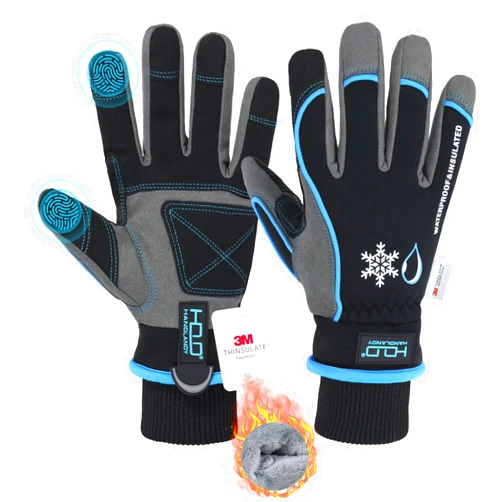 HANDLANDY Waterproof Insulated Work Gloves, 3M Thinsulate Thermal Winter Gloves for Men Women Touch Screen, Warm Ski Snowboard Cold Weather Gloves (Large, Blue)