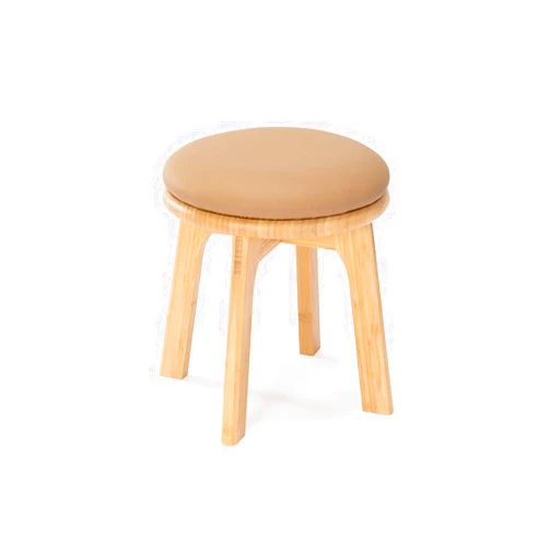 PELYN Bamboo Wooden Step Stools for Adults and Kids, Small Round Cushion Foot Stool, Foot Rest for Bedroom, Living Room, Office