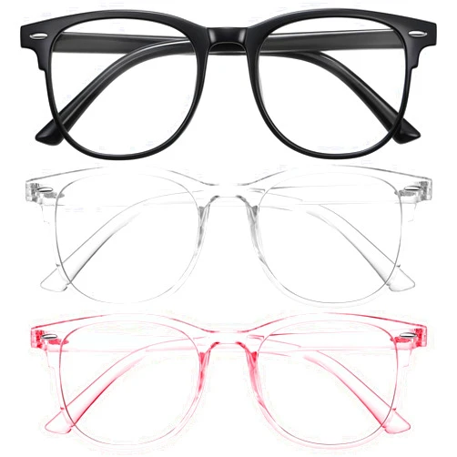 Okany 3 Pack Blue Light Blocking Glasses for Women Men, Round Computer Glasses Anti Eye Strain/UV/Glare Gaming Glasses