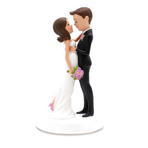 DIHTAN Wedding Cake Toppers Bride and Groom - 6 x 3.5 Inch Hand Painted Cake Decorations Mr and Mrs Figurines - Poly Resin Bride To Be Cake Topper - Ideal for Wedding, Anniversary, Table Centerpiece