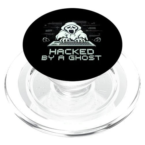 Halloween Spooky Retro Funny Family Party Hacked By A Ghost Halloween Networking Cyber Security Laptop PopSockets PopGrip for MagSafe