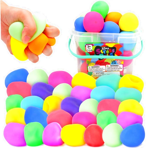 Demilong Slow Rising Stress Balls for Kids- 32 Pack Fidget Toys Stretchy Stress Balls, Sensory Squishy Ball, Sensory Ball for Anxiety Stress, Easter Basket Stuffers, Fidgets for Classroom