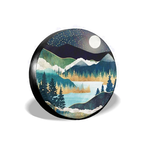Siski Mountains Nature Scenery Spare Tire Cover Star Lake Landscape Wheel Protectors Weatherproof Wheel Covers Universal Fit for Trailer Rv SUV Truck Camper Travel Trailers14