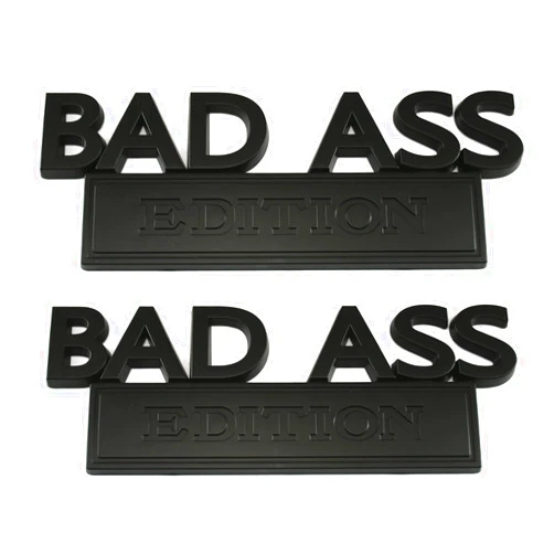 DecalRoom 2Pack Big Size Bad Ass Edition Emblem 3D Badass Badge Sticker Decal with Tape Replacement for Cars, Trucks, Motorcycles, Boats Laptops (Matte Black)