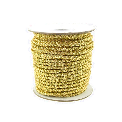 Firefly Imports 2-Ply Twist Cord Rope Roll with Gold Trim, 3mm/25-Yard, Gold