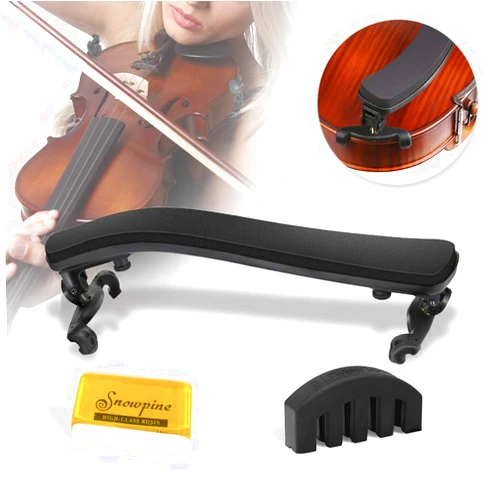 XLHVTERLI Collapsible Violin Shoulder Rest for 1/2-1/4 Size, Height Adjustable Feet, Universal Type, Soft Safety, High Strength Sponge, Includes Violin Mute and Rosin