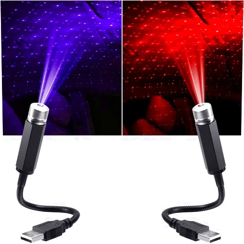 Juroicessry Car Roof Star Night Lights Mini Led Projection Lamp,2 Pcs Mini Led Projection Lamp Star Night Wedding Car, USB Car Roof Star Projector Night Light, Led Projection Lamp,Ceiling, Bedroom, Party Romantic
