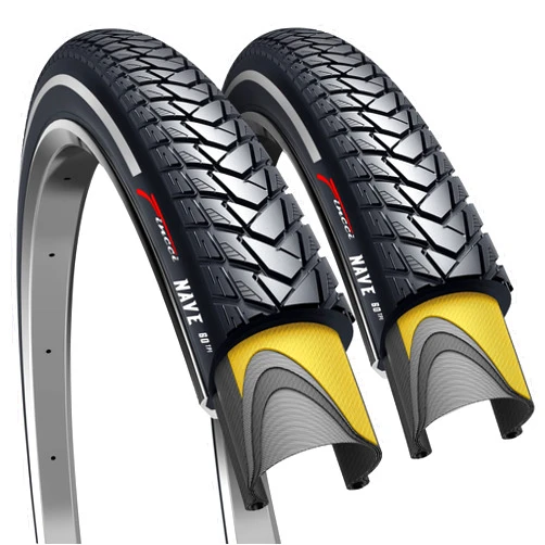 Fincci Pair 700x35c Tire 37-622 Foldable 60 TPI City Commuter Tires with Nylon Protection for Cycle Road Mountain MTB Hybrid Touring Electric Bike Bicycle - Pack of 2X 700 x 35c Tires
