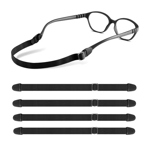 lvvfit Kids Glasses Strap Adjustable Eyeglasses Strap Elastic Eyeglass Band Sports Glasses Strap for Toddler Kids Boys Girls (4pcs Black)
