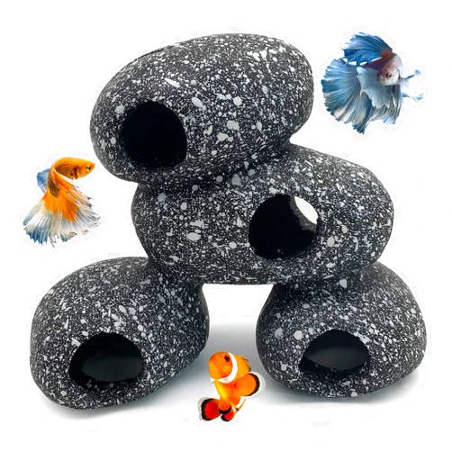 Hamiledyi Cichlid Rock Cave Betta Hideout Resin Aquarium Decoration Caves Small Fish Shelter Stone Hideaway Resin Fish Tank Accessories Ornaments for Crayfish Aquatic Breed Play Rest