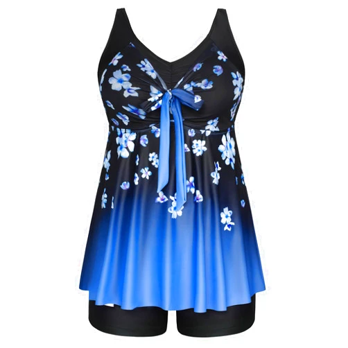 Hanna Nikole Tankini Swimsuits for Women 2 Piece V Neck Bowknot Tie Tops and High Waisted Tummy Control Bottom