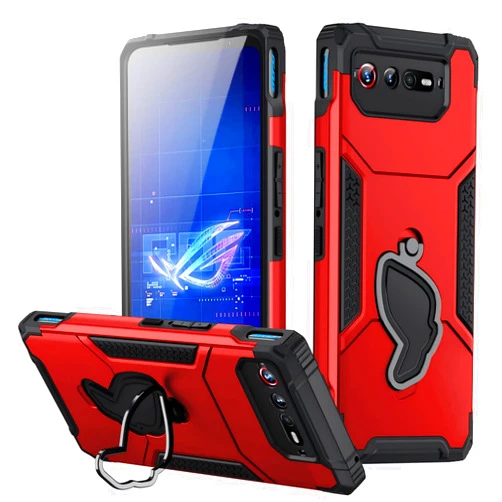Fanbiya Armor Case for ASUS ROG Phone 6 ROG Phone 6 Pro Case with Kickstand & Camera Protector Full Body Protection Rugged Shockproof Case (Red)