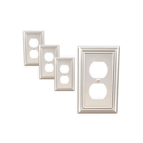 DEWENWILS 4-Pack Duplex Wall Plate, Metal Wall Outlet Cover for Receptacle, Light Switch, Brushed Nickel