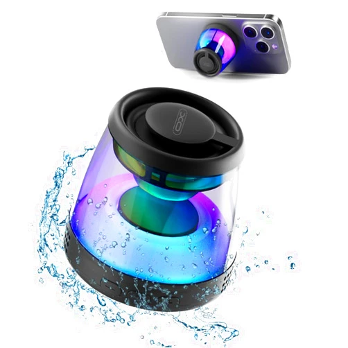 XO Simple is Beauty Magnetic Bluetooth Speaker, Portable Bluetooth Speaker with RGB light, Waterproof Wireless Speaker , Phone Stand for iPhone 16/15/14/13/12 Series, Small Speaker for Shower, Outdoor, Birthday Gift