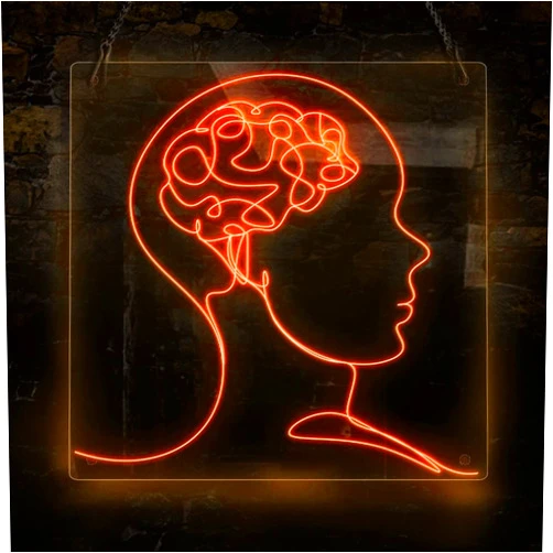 Ancfun Human Brain Thinking Neon Sign, Handmade EL Wire Neon Light Sign, Home Decor Wall Art, White