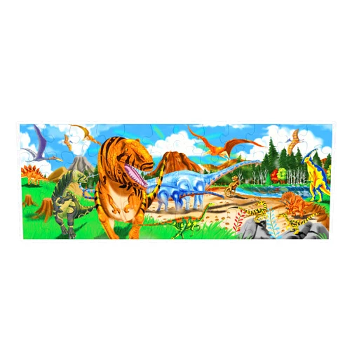 Melissa & Doug Land of Dinosaurs Floor Puzzle, 48 pc Jumbo Jigsaw Puzzle, Educational Screen Free Activity for Toddler, Preschoolers and Kids Ages 3+ (4 feet Long) - FSC Certified