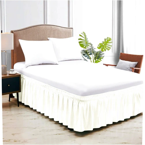 Dee's Collection Wrap Around Bed Skirt Ivory King Size 16 Inch Tailored Drop, Soft Double Brushed Premium Microfiber, Luxury, Easy to Care Wrinkle/Fade Resistance